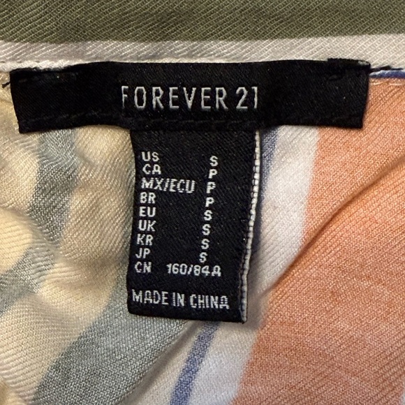 Forever 21 Striped Front-tie Button up Blouse S Blue - Picture 5 of 6